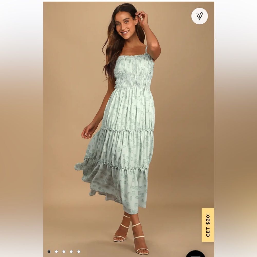 Lulus Bloom Sweetly Sage Green Tier Maxi Dress